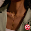Wholesale Women's Simple Infinite Elegant Classic Double Side Beaded Y Shaped O Chain Necklace In S925 Sterling Silver With Geometric Design And Electroplating