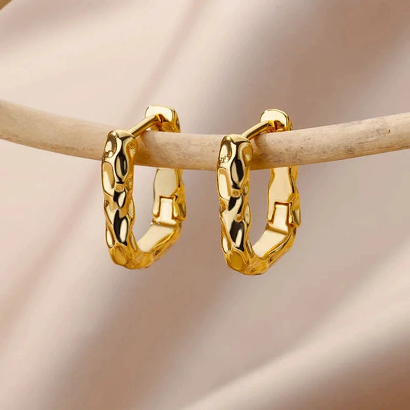 Wholesale Women's Simple Ins Style Ear Piercing Earrings Copper Gold Plated With Artificial And Semiprecious Stones Electroplated