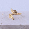 Wholesale Women's Simple Leaf Shaped Titanium Steel Ring With Electroplating Non Fading And Opening Design