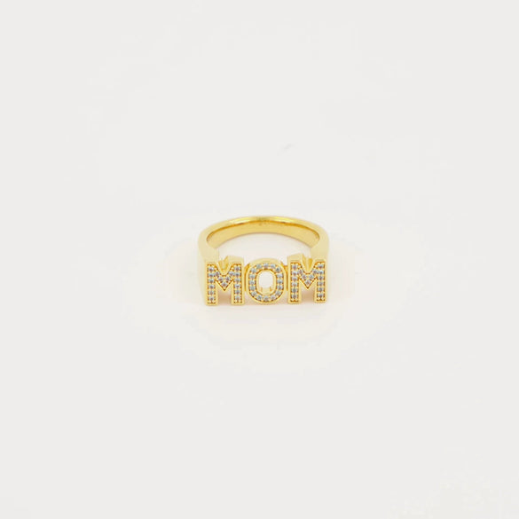 Wholesale Women's Simple Letter Zircon Copper Electroplated Ring Jewelry