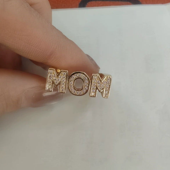Wholesale Women's Simple Letter Zircon Copper Electroplated Ring Jewelry