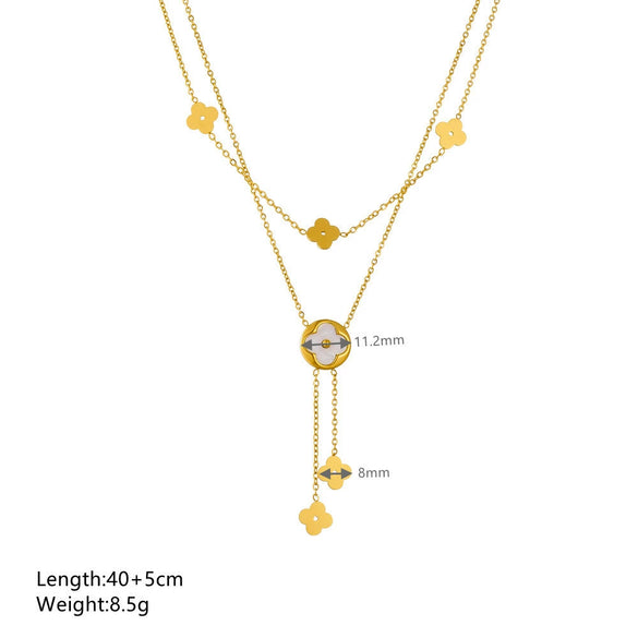 Wholesale Women's Simple Light Luxury Ins Style Doublelayer Clavicle Chain In Titanium Steel With Geometric Pattern