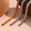 Wholesale Women's Simple Light Luxury Jewelry Stainless Steel 18K Gold Plated Splicing Fine Strap Chain Bracelet With Geometric Design