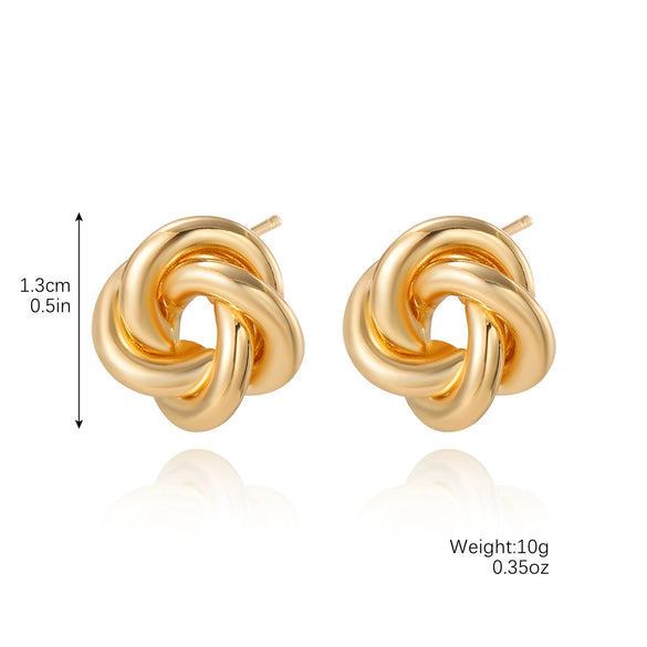 Wholesale Women's Simple Light Luxury Niche Knotted Metal Geometric Earrings With Electroplating