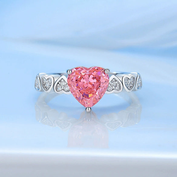 Wholesale Women's Simple Light Luxury Ring 925 Sterling Silver Heart Shape Set With Diamonds