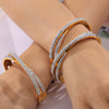 Wholesale Women's Simple Light Luxury Titanium Steel Double Row Star Drill Staggered Bracelet Gold Plated