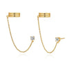 Wholesale Women's Simple Long Tassel Ear Clips Silver Needle Copper Geometric Zircon Electroplated Earrings