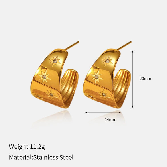 Wholesale Women's Simple Minimalist Electroplated Stainless Steel Hollow Pearl Earrings