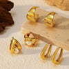 Wholesale Women's Simple Minimalist Electroplated Stainless Steel Hollow Pearl Earrings