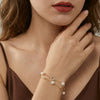 Wholesale Women's Simple Minimalist Geometric Fourleaf Clover Silver Electroplated Freshwater Pearl Bracelet