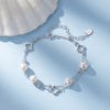 Wholesale Women's Simple Minimalist Geometric Fourleaf Clover Silver Electroplated Freshwater Pearl Bracelet