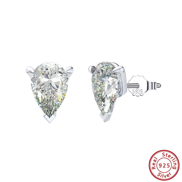 Wholesale Women's Simple Minimalist Geometric S925 Sterling Silver Electroplated Earrings With 8A Super Flash Zircon