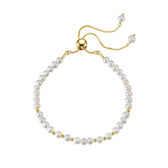 Wholesale Women's Simple Minimalist Geometric Silver Electroplated Freshwater Pearl Bracelet