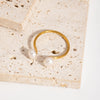 Wholesale Women's Simple Minimalist Geometric Stainless Steel Opening Ring With Pvd Furnace Vacuum Real Gold Plating And Natural Steamed Bread Pearl
