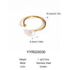 Wholesale Women's Simple Minimalist Geometric Stainless Steel Opening Ring With Pvd Furnace Vacuum Real Gold Plating And Natural Steamed Bread Pearl