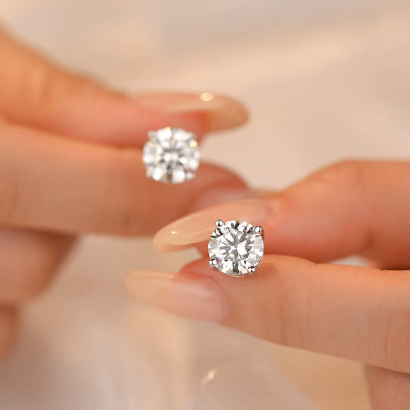 Wholesale Women's Simple Modern Geometric Silver S925 Sterling Silver Diamond Moissanite Zircon Earrings