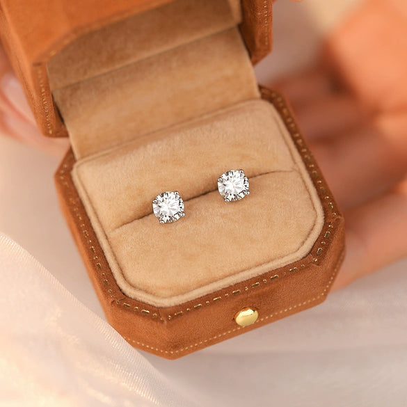 Wholesale Women's Simple Modern Geometric 925 Sterling Silver Diamond Zircon Moissanite Earrings