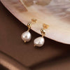 Wholesale Women's Simple Natural Light Luxury Geometric 925 Sterling Silver Freshwater Pearl Earrings With Electroplating