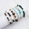 Wholesale Women's Simple Natural Silver Beaded Bracelet With Irregular Natural Turquoise Opal Amethyst And Shell Pearl Electroplated