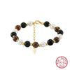 Wholesale Women's Simple Natural Silver Beaded Bracelet With Irregular Natural Turquoise Opal Amethyst And Shell Pearl Electroplated