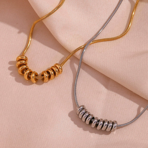 Wholesale Women's Simple Niche Explosive Pendant Necklace With Stainless Steel 18K Gold Plated Beans And Broken Silver Geometric Design