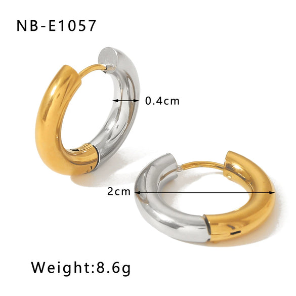 Wholesale Women's Simple Plain Hoop Earrings Stainless Steel With 18K Gold Vacuum Plating In Furnace Geometric Style