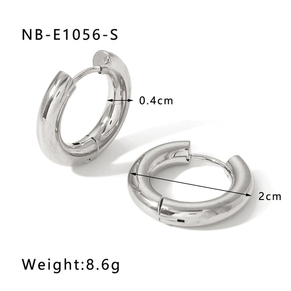 Wholesale Women's Simple Plain Hoop Earrings Stainless Steel With 18K Gold Vacuum Plating In Furnace Geometric Style