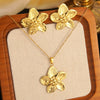 Wholesale Women's Simple Plants And Flowers Stainless Steel Electroplated Jewelry Set Including Necklace Earrings Ring And Bracelet