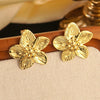 Wholesale Women's Simple Plants And Flowers Stainless Steel Electroplated Jewelry Set Including Necklace Earrings Ring And Bracelet