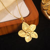 Wholesale Women's Simple Plants And Flowers Stainless Steel Electroplated Jewelry Set Including Necklace Earrings Ring And Bracelet