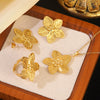 Wholesale Women's Simple Plants And Flowers Stainless Steel Electroplated Jewelry Set Including Necklace Earrings Ring And Bracelet