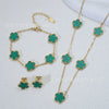 Wholesale Women's Simple Plants And Flowers Style Fiveflower Threepiece Set Necklace Earrings Bracelets 18K Titanium Steel Electroplated O Word Chain
