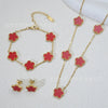 Wholesale Women's Simple Plants And Flowers Style Fiveflower Threepiece Set Necklace Earrings Bracelets 18K Titanium Steel Electroplated O Word Chain