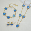 Wholesale Women's Simple Plants And Flowers Style Fiveflower Threepiece Set Necklace Earrings Bracelets 18K Titanium Steel Electroplated O Word Chain