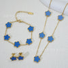 Wholesale Women's Simple Plants And Flowers Style Fiveflower Threepiece Set Necklace Earrings Bracelets 18K Titanium Steel Electroplated O Word Chain