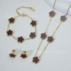 Wholesale Women's Simple Plants And Flowers Style Fiveflower Threepiece Set Necklace Earrings Bracelets 18K Titanium Steel Electroplated O Word Chain