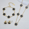 Wholesale Women's Simple Plants And Flowers Style Fiveflower Threepiece Set Necklace Earrings Bracelets 18K Titanium Steel Electroplated O Word Chain