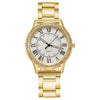 Wholesale Women's Simple Retro Alloy Case Steel Band Quartz Watch With Inlaid Roman Diamond And Luminous Feature