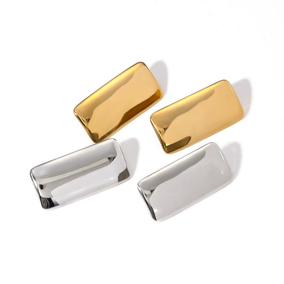 Wholesale Women's Simple Retro Rectangular Stainless Steel Glow Earrings With Electroplating And Geometric Design