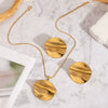 Wholesale Women's Simple Retro Stainless Steel Round Irregular Necklace And Earrings Set With Snake Bone Chain And Vacuum Real Gold Electroplating In Pvd Furnace