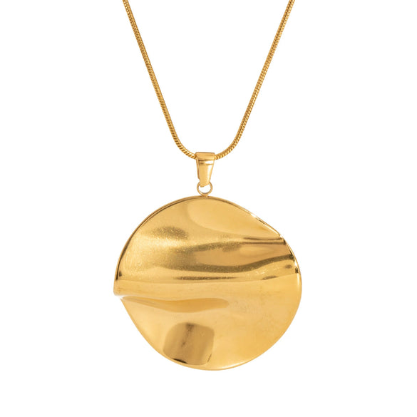 Wholesale Women's Simple Retro Stainless Steel Round Irregular Necklace And Earrings Set With Snake Bone Chain And Vacuum Real Gold Electroplating In Pvd Furnace