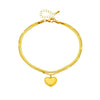 Wholesale Women's Simple Retro Titanium Steel Double Layer Chain Anklet With Love Lettering Pendant And Geometric Pattern