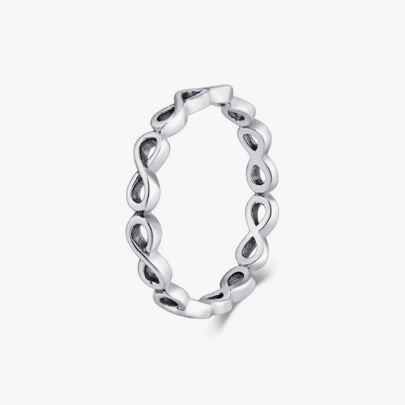 Wholesale Women's Simple S925 Sterling Silver Geometric Love Symbol Ring With Seiko Craft