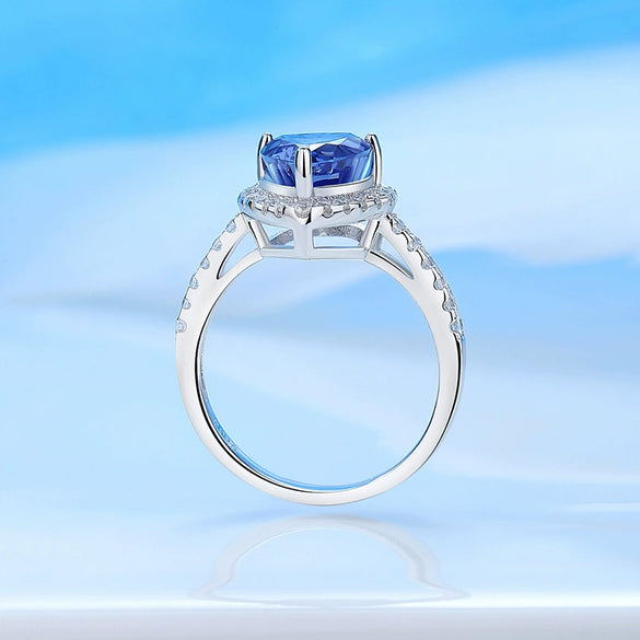 Wholesale Women's Simple S925 Sterling Silver Heartshaped Love Ring With Pink Zircon And High Carbon Diamond