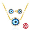 Wholesale Women's Simple S925 Sterling Silver Personality Evil Eye Geometric Clavicle Chain With Zirconia Inlay