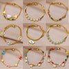Wholesale Women's Simple Stainless Steel And 18K Electroplated Colorful Diamond Devil's Eye Bracelet With Letters Numbers And Text Pattern
