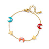 Wholesale Women's Simple Stainless Steel And 18K Electroplated Colorful Diamond Devil's Eye Bracelet With Letters Numbers And Text Pattern