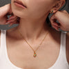 Wholesale Women's Simple 316L Stainless Steel Blue Turquoise Heart Geometric Pendant Clavicle Stacked Necklace 18K Gold Plated