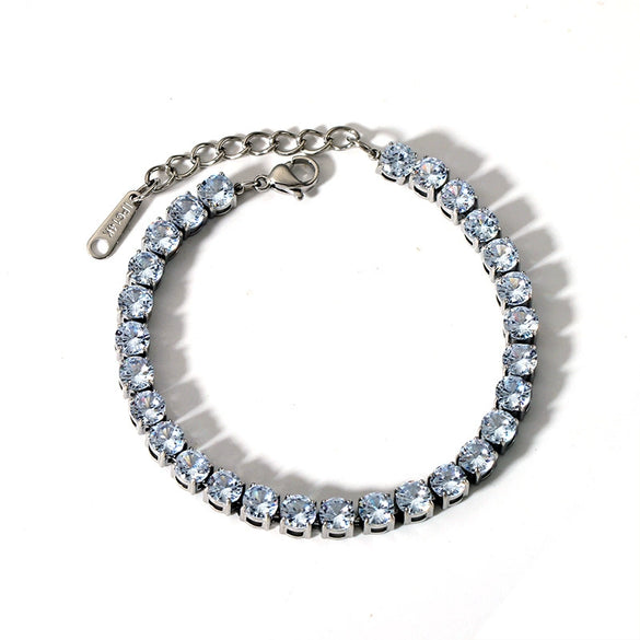 Wholesale Women's Simple Stainless Steel Bracelet With Inlaid Zircon And Geometric Design Vacuum Real Gold Electroplated In Pvd Furnace