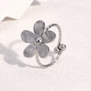 Wholesale Women's Simple Stainless Steel Electroplated Flower Open Ring And Bracelet
